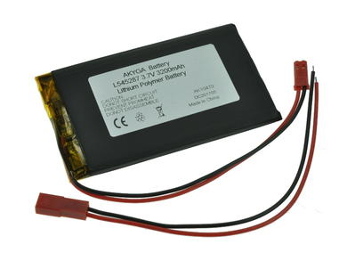 Akumulator; Li-Po; 545287; 3,7V; 3200mAh; 5,4x52x87mm; Zabezpieczenie PCM; konektor+ gniazdo 2,54*2piny; AKYGA; RoHS