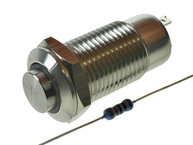 Przełącznik; przyciskowy; GQ12-CH-10ZE/J/B/12V/S; OFF-ON; 1 tor; podświetlenie LED 12V; niebieski; ring; bistabilny; na panel; 1A; 36V DC; 12mm; IP67; Onpow; RoHS