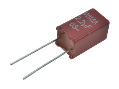 Kondensator; poliestrowy; MKT; 2,2uF; 63V DC/40V AC; MKS2; MKS2C042201K00JI00; 5%; 7,2x7,2x13mm; 5mm; taśma; -55...+100°C; Wima; RoHS