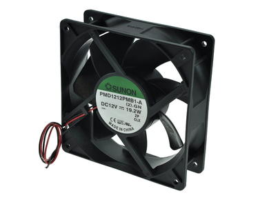 Wentylator; PMD1212PMB1-A(2).GN; 120x120x38mm; kulkowe; 12V; DC; 19,2W; 322,8m3/h; 54dB; 1,6A; 4200RPM; 2 przewody; Sunon; RoHS; 6,5÷13,8V; 300mm