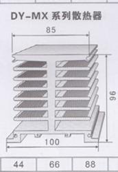 Radiator; DY-MXo; do SSR 1-fazowych; do SSR 3-fazowych; z otworami; czerniony; 1K/W; 100mm; 85mm; 96mm