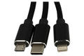 Cable; USB; R-DSKU701; USB-A plug; USB-C plug; wtyk Lightning; microUSB plug; 1,2m; black; round; nylon braided, PVC; Talvico