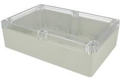 Enclosure; multipurpose; ZP210.140.60JpH-TM; ABS / PC; 140mm; 210mm; 60mm; light gray; hermetic; clear panel; with brass bushing; Kradex; RoHS