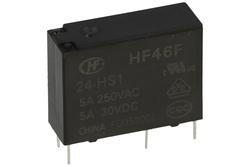 Relay; electromagnetic miniature; HF46F/24-HS1; 24V; DC; SPST NO; 5A; 250V AC; 5A; 28V DC; PCB trough hole; Hongfa; RoHS