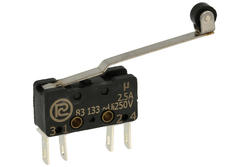 Mikroprzełącznik; 83-133s-54ER-34,4; dźwignia z rolką; 34,4mm; 1NO+1NC; szybkie; konektory 2,8mm; 2,5A; 250V; IP40; Promet; RoHS