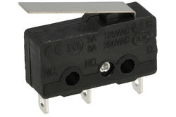Mikroprzełącznik; SS0502A; dźwignia; 18mm; 1NO+1NC wspólny pin; szybkie; lutowany; 3A; 250V; Highly; RoHS