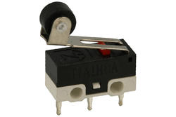 Microswitch; KW10-Z5P-150; lever with roller; 10mm; 1NO+1NC common pin; snap action; trough hole; 1A; 250V; KLS; RoHS