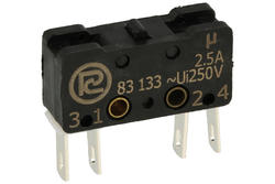 Mikroprzełącznik; 83-133s; bez dźwigni; 1NO+1NC; szybkie; konektory 2,8mm; 2,5A; 250V; IP40; Promet; RoHS