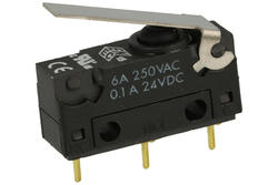 Mikroprzełącznik; SR0-01P; dźwignia; 16mm; 1NO+1NC wspólny pin; szybkie; przewlekany (THT); 3A; 250V; IP67; Highly; RoHS