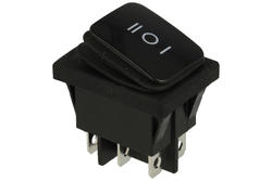 Switch; rocker; A-RC-KCD4-B; ON-OFF-ON; 2 ways; black; no backlight; bistable; 6,3x0,8mm connectors; 22x30mm; 3 positions; 16A; 250V AC