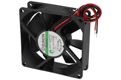 Fan; KDE1208PTV3.13.MS.A.GN; 80x80x25mm; magnetic Vapo; 12V; DC; 0,8W; 52,7m3/h; 26dB; 70mA; 2300RPM; 2 wires; Sunon; RoHS; 4,5÷13,8V; 300mm