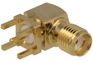 Socket; SMA; M-SMA-906-S; through hole; angled 90°; impedance 50 Ohm; golden; Connectar; RoHS