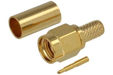 Plug; SMA; M-SMA-916-P; for cable; RG58 50 Ohm; crimped; straight; impedance 50 Ohm; golden; Connectar; RoHS