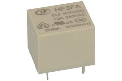 Relay; electromagnetic miniature; HF3FA-012-1HTF (JQC) 335; 10V; DC; SPST NO; 10A; 250V AC; 10A; 28V DC; PCB trough hole; Hongfa; RoHS