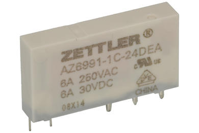 Relay; electromagnetic miniature; AZ6991-1C-24DEA; 24V; DC; SPDT; 6A; 250V AC; 6A; 30V DC; PCB trough hole; for socket; Zettler; RoHS