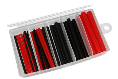 Set of heat shrinkable tubes; RCK-35x9cm; 3÷12mm; 1÷4mm; black; red; with glue; 3:1; 90°C