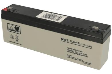 Akumulator; kwasowy bezobsługowy AGM; MWS 2,3-12; 12V; 2,3Ah; 179x35x60mm; konektor 4,8 mm; MW POWER; 0,95kg; 3÷5 lat