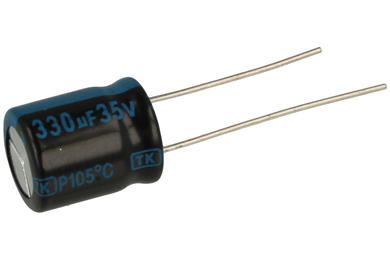 Kondensator; elektrolityczny; 330uF; 35V; TK; TKR331M1VGBCM; fi 10x12,5mm; 5mm; przewlekany (THT); luzem; Jamicon; RoHS
