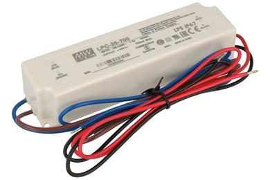 Power Supply; for LEDs; LPC-35-700; 9÷48V DC; 700mA; 33,6W; constant current design; IP67; Mean Well