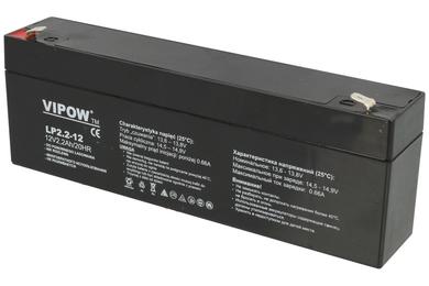 Akumulator; kwasowy bezobsługowy AGM; LP2.2-12; 12V; 2,2Ah; 178x34x60(66)mm; konektor 4,8 mm; VIPOW; 0,97kg