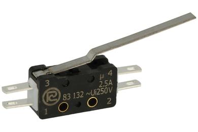 Microswitch; 83-132s-54AR-35,75; lever; 35,75mm; 1NO+1NC; snap action; conectors 2,8mm; 2,5A; 250V; IP40; Promet; RoHS