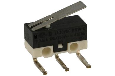 Mikroprzełącznik; KW10-CZ3R-075; dźwignia; 10,6mm; 1NO+1NC wspólny pin; szybkie; przewlekany (THT); kątowy 90°; 1A; 250V; Howo; RoHS