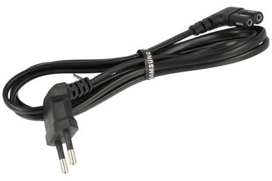 Cable; power supply; KZWP90KS; CEE 7/7 angled plug; IEC C7  angled socket; wires; 1,5÷2m; black; 2 cores; 0,50mm2; 2,5A; Samsung; PVC; flat; stranded; Cu