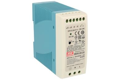 Power Supply; DIN Rail; MDR-60-24; 24V DC; 2,5A; 60W; LED indicator; Mean Well