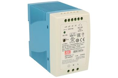 Power Supply; DIN Rail; MDR-100-24; 24V DC; 4A; 96W; LED indicator; Mean Well