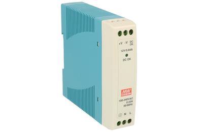 Power Supply; DIN Rail; MDR-10-12; 12V DC; 840mA; 10W; LED indicator; Mean Well