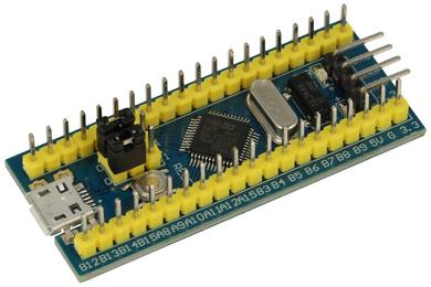 Moduł; ARM Blue Pill-Cortex-M3-STM32; STM32F030C8T6; UART; SDIO; SPI; I2C; 3,3V; 64 KB; mikroUSB; kołkowe