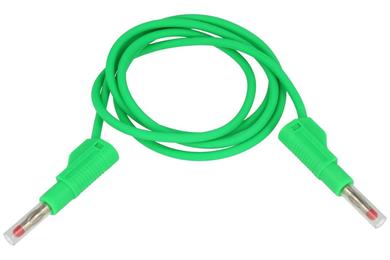 Test lead; 22.450.100.4; 2x banana plug; 4mm; safe; 1m; PVC; 1mm2; green; 19A; 600V; nickel plated brass; Amass; 3.406