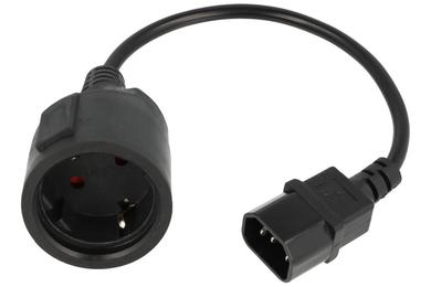 Cable; power supply; AK-PC-10A; IEC C14 IBM straight plug; CEE 7/4 straight socket; 0,15m; black; 3 cores; 0,75mm2; 10A; Akyga; PVC; round; stranded; CCA; RoHS