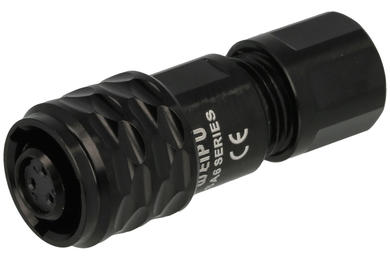 Socket; SA610/S3B; 3 ways; straight; solder; 0,5mm2; 3,5-4mm; SA6; for cable; 6mm; push-pull; anodized aluminium; black; IP67; 3A; Weipu; RoHS