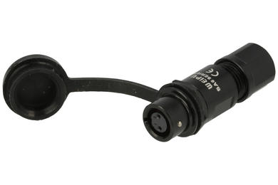 Socket; SA611/S2B; 2 ways; straight; solder; 0,5mm2; 3,5-4mm; SA6; for cable; 6mm; push-pull; anodized aluminium; black; IP67; 3A; Weipu; RoHS