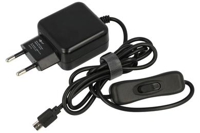 Power Supply; Charger; plug; W-PSCS-2,5A-micro; 5V DC; 2,5A; 5W; microUSB; 100÷240V AC; with cable; z  ON / OFF switch; Goobay; RoHS