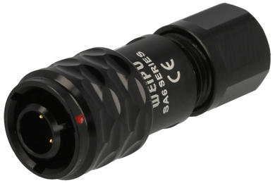 Plug; SA610/P2IIB; 2 ways; straight; solder; 0,5mm2; 3,5-4mm; SA6; for cable; 6mm; push-pull; anodized aluminium; black; IP67; 3A; Weipu; RoHS
