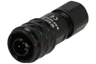 Plug; SA610/P3B; 3 ways; straight; solder; 0,5mm2; 3,5-4mm; SA6; for cable; 6mm; push-pull; anodized aluminium; black; IP67; 3A; Weipu; RoHS