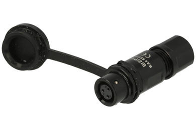 Socket; SA611/S3B; 3 ways; straight; solder; 0,5mm2; 3,5-4mm; SA6; for cable; 6mm; push-pull; anodized aluminium; black; IP67; 3A; Weipu; RoHS