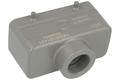 Connector housing; Han A; 19300161421; 16B; metal; straight; for cable; top single cable entry; for double locking levers; entry for M25 cable gland; silver; IP65; Harting; RoHS