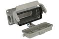 Connector housing; Han A; 19300161256; 16B; metal; straight; for panel; one side cable entry; with cover; with single locking lever; entry for M25 cable gland; silver; IP65; Harting; RoHS