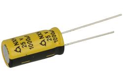 Kondensator; elektrolityczny; niskoimpedancyjny; 1000uF; 25V; NXH25B1000M; fi 10x20mm; 5mm; przewlekany (THT); luzem; Samyoung; RoHS