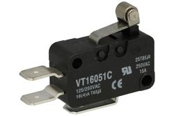 Microswitch; VT1605-1C; lever with roller; 12mm; 1NO+1NC common pin; snap action; conectors 6,3mm; 16A; 250V; Highly; RoHS