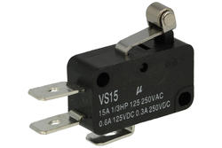 Mikroprzełącznik; VS15N05-1C; dźwignia z rolką; 12mm; 1NO+1NC wspólny pin; szybkie; konektory 6,3mm; 15A; 250V; Highly; RoHS
