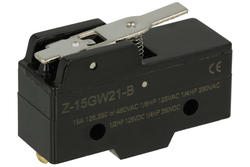 Microswitch; Z-15GW21-B; lever; 28,5mm; 1NO+1NC common pin; snap action; screw; 15A; 250V; Howo