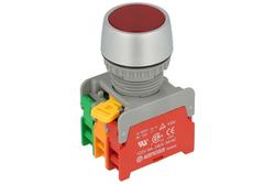 Switch; push button; LBF22-1-O/C-R; ON-(OFF)+OFF-(ON); red; backlight without light source; red; screw; 2 positions; 3A; 230V AC; 22mm; 50mm; Auspicious