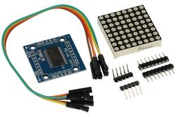 Moduł rozszerzeniowy; matryca LED; MAX7219; 5V; czarny; czerwony; sterownik MAX7219; rozdzielczość matrycy 8x8; kołkowe
