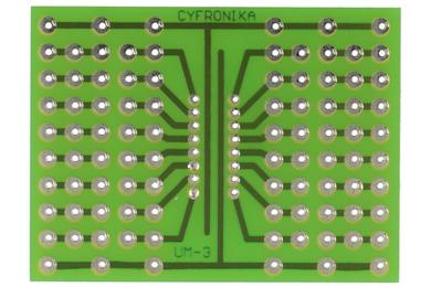 Circuit board; multipurpose; UM-3; 108; 52x72; 5,08mm; drilled; 1pcs.; green