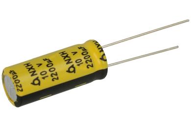 Kondensator; niskoimpedancyjny; elektrolityczny; 2200uF; 10V; NXH10VB2200 M10x25; fi 10x25mm; 5mm; przewlekany (THT); luzem; Samyoung; RoHS