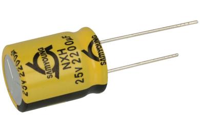 Capacitor; Low Impedance; electrolytic; 2200uF; 25V; NXH25VB2200 M16x20; fi 16x20mm; 7,5mm; through-hole (THT); bulk; Samyoung; RoHS